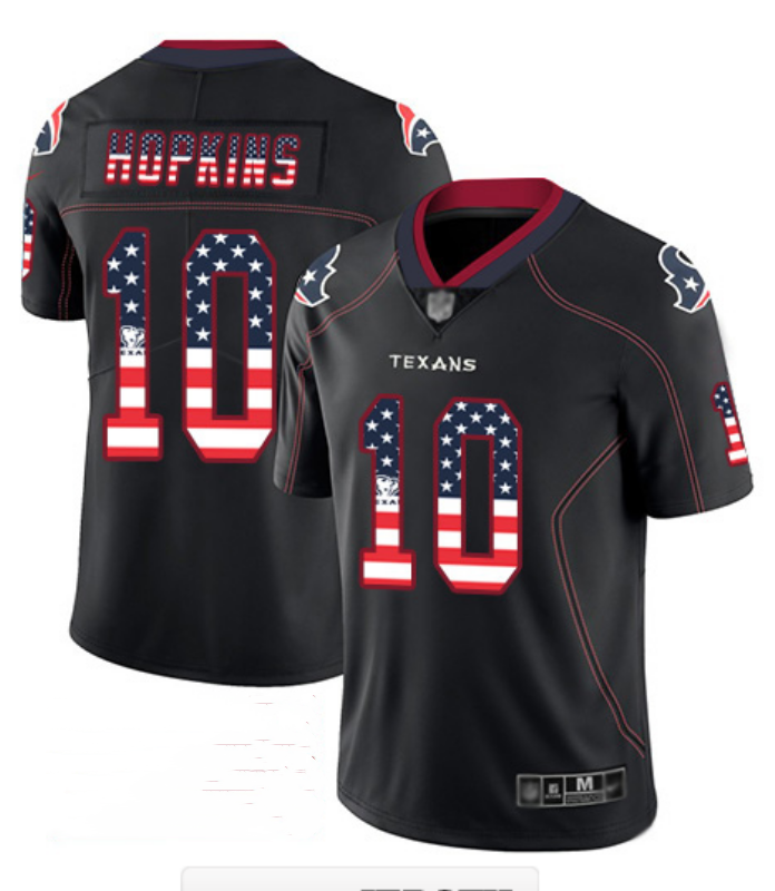 Men's Houston Texans #10 DeAndre Hopkins Black USA Flag Color Rush Limited Fashion NFL Stitched Jersey